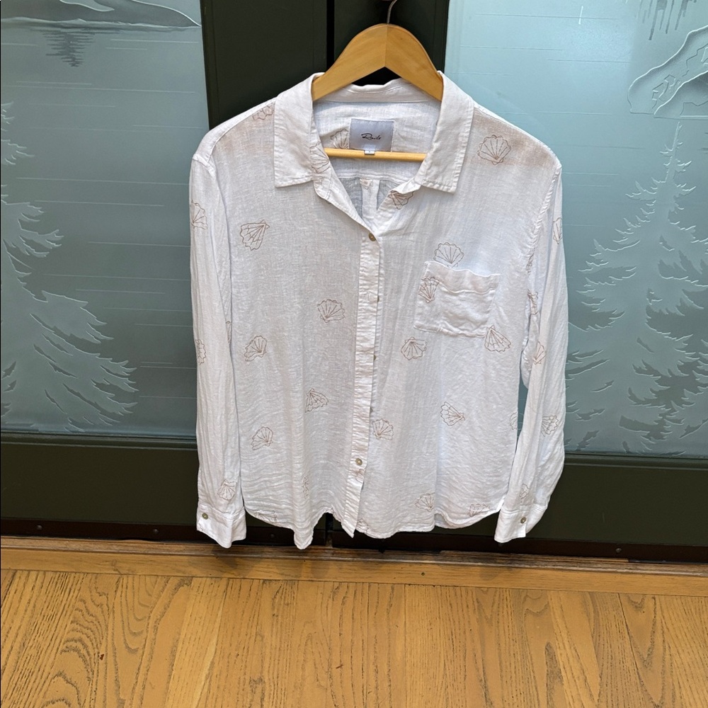 Rails white Shirt with Brown Patterns